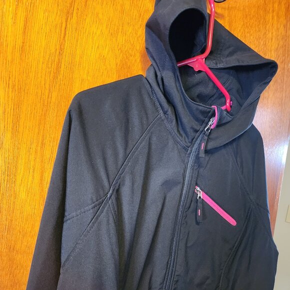 Women's Large FreeTech Black w/ Pink Accents Full Zip Hooded Jacket - Picture 2 of 10